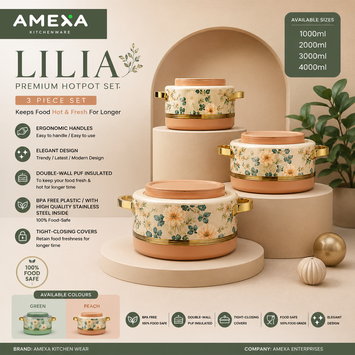 LILIA – Ensemble de Marmites Isothermes Premium 4 Pièces
