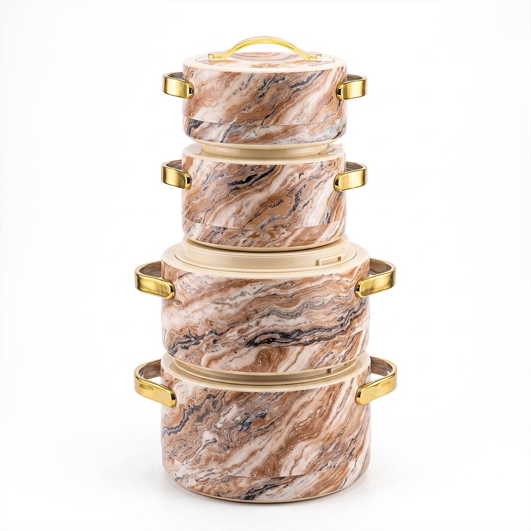 Ensemble de Marmites Isothermes Peblina Premium Effet Marbre – 4 Pièces
